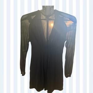 AX Armani Exchange Black 100% Silk Sheer Long Sleeves Dress  2